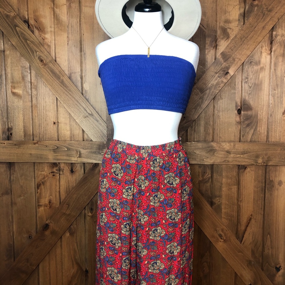 Beautiful print Boho Red wide Leg pants